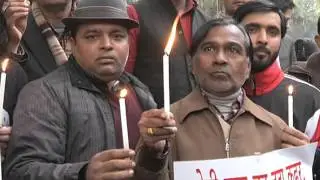 Aam Aadmi Party Protest against driving a Dalit Student to suicide in Hyderabad