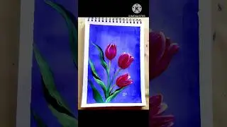 Round Brush Techniques #skacrylicpaintings #acrylicpainting #tulip