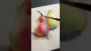 Relax and Watch Me Paint 2 Pears in Loose Watercolor fruit painting tutorial #short #shortvideo #art