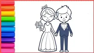 How to Draw a Bride and Groom for KidsWedding Drawing and Coloring Page