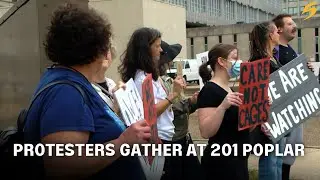 Protestors speak against poor jail conditions in 201 Poplar
