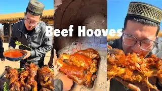 Cooking Beef Hooves And Eating With Spicy Sauce 
