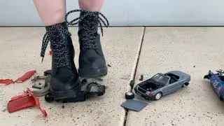 Cute boots vs old toy cars.