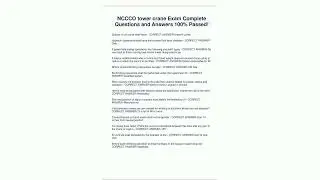 NCCCO tower crane Exam Complete  Questions and Answers 100 Passed1161