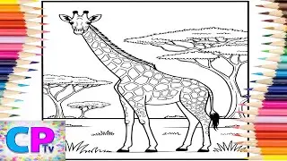 Wild Giraffe Walks on Fertile Land/Giraffe Coloring/Creative Video/Art Therapy/Coloring Process