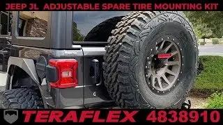 How To Install TeraFlex 4838910 Adjustable Spare Tire Mounting Kit 2018-2019 Jeep JL
