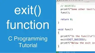 exit() function | C Programming Tutorial