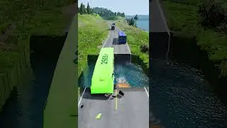 Bus vs water pit #21 #beamngdrive #mcqueenbeamng #cartransport #bus