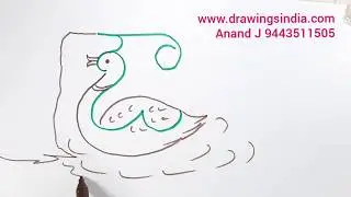 One minute art with  Telugu Alphabet letter    ఔ  - by  Anand J ( video 144 )