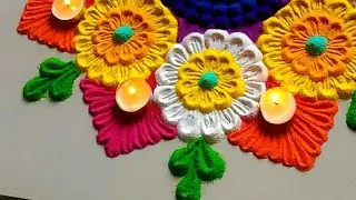 इतनी easy rangoli method की आप भी सीख जाओगें #613