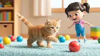 Five Silly Baby Kittens Tiptoeing Together | Nursery Rhymes for Kids & Baby Songs