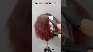 What I saw VS what I did!🥰🤩🤩#reddishbrownhair #curlyhair #gluelesswig #shorts #iseehair