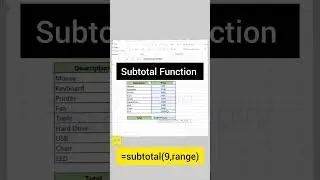 subtotal Function in MS Excel #excel #msexcel #googlesheets #shorts