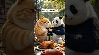 Watch cat and pandas friends dying 😱#animalair #catandpanda