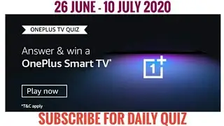 Amazon Oneplus Tv Quiz Answers Today | Win Oneplus Smart TV | 26 June 2020