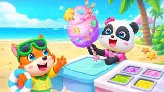 Baby Panda & Fox Enjoy Sweet Cotton Candy 🍭 | Fun Beach Game for Kids