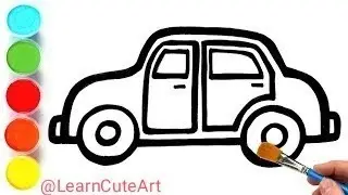 Cute Car colouring & painting with Yellow colour for kids and toddlers.Wheels on the bus rhymes song