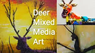 Deer Mixed Media Artwork | Abstract texture | acrylic & colorful art