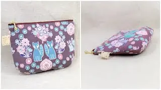 ふっくらポーチの作り方　角丸底のポーチ　ダーツ入りポーチの作り方　How to sew a zipper pouch 裏地付き 縫い代の見えない作り方　15cmファスナー使用