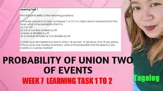 PROBABILITY OF THE UNION OF TWO EVENTS| WEEK 7 LEARNING TASK 1 AND 2| @LoveMATHTV