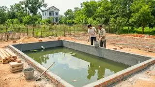 Fish Pond Wall Construction &ndash; Full Waterproofing and Final Preparation for Fish Stocking