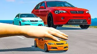 Small & Giant Car vs Giant Hand Slap – BeamNG.Drive