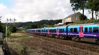 Two class 185 units, making a six car train arrives at Scarborough with the Saturdays only 9 28 train from York on 14th August 2010