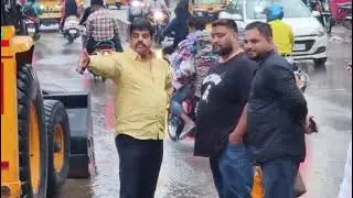 INSPECTING WATER LOG CLEARING #hussainipashaaimim #aimim #aimimhydarabad #hyderabad #flood #hydraa 