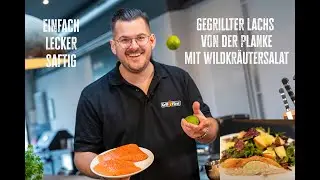 Lachs von der Zedernholzplanke mit einem fruchtigem Wildkr&auml;utersalat