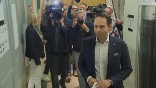 Far-right Flemish party president Van Grieken votes in Belgian general and European elections