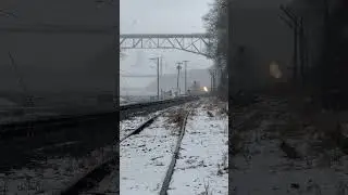 Recorded on February 17th, 2024; Caught CSX #1776 Heritage Unit with snow Northbound, 380 Axles