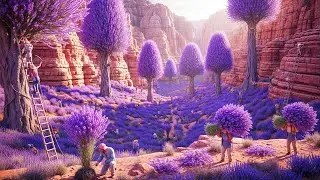The Fragrance Harvesting Lavender in a Rocky Canyon