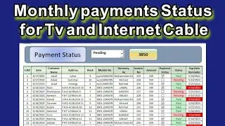 Tv and internet Cable payments and recovery sheet | Routine payment status and monthly activity