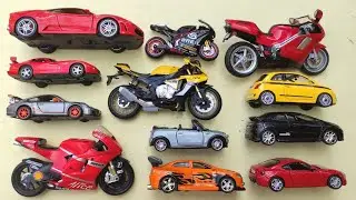 Diecast Metal Scale Color Model Cars 1/32 and Bikes, Ferrari, Ducati, Honda, Dodge, Yamaha, Fiat 500