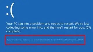 How to fix whea_uncorrectable_error|Blue screen error on windows 8/8.1/10