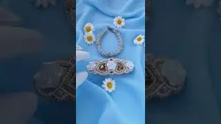 Handmade embroidered Hair Barrette and crystal bracelet set. Заколка ручной работы. Hair Clip