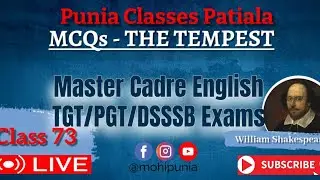 MCQs - The Tempest - Detailed Class | Live Class 73 | DSSSB | Master Cadre #TheTempest #shakespeare