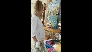 Painting a forest scene with a lake and birch trees - Giselle Denis Fine Artist
