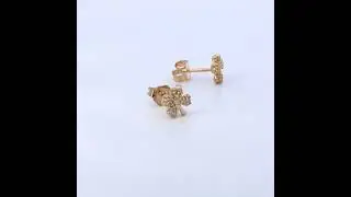 10K Yellow Gold Diamond Accent 4 Leaf Clover Stud Earrings