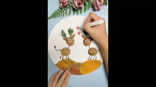 #creativeinspiration Make a Christmas elk out of leaves and walnutsLet's #parent-child handicraft