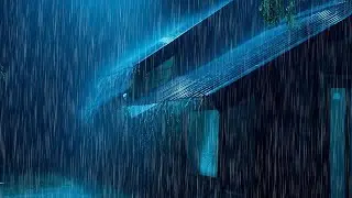 Goodbye Insomnia With Heavy RAIN Sound | Rain Sounds On Old Roof In Foggy Forest At Night, ASMR