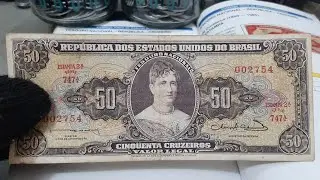 C&Eacute;DULA ESCASSA SUPER VALIOSA 50 CRUZEIROS ANO 1949 VOC&Ecirc; TEM UMA? OLHA O VALOR $ 100 A 1.300, REAIS 💰