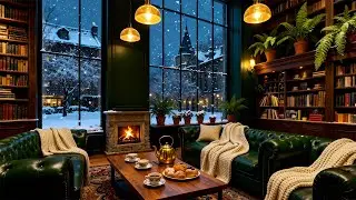 Warm Winter Nights with Jazz | Elegant Café Lounge with Soft Jazz, Fireplace Sounds for Reading