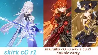 skirk c0 & mavuika c0 and navia c3 double carry | Spiral Abyss 5.7 Floor 12 / Full Star Clear
