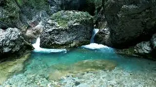 4K Amazing turquoise Mountain River flows in Beautiful Cascades at 2023. #7