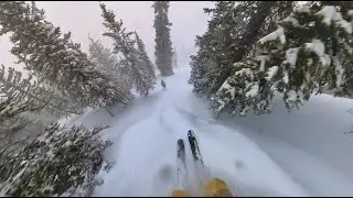 Skiing Poofy Pillows in Deep Snow in the Teton Range, WY