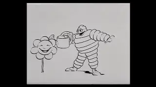 MICHELIN Confort Bibendum tire Bib watering a flower 30-second cartoon (France, 1927)