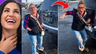 getting run-over by your husband during a public freakout 😂