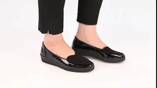 Gabor Blanche Womens Black Patent Suede Wide Fit Ballerina Shoes