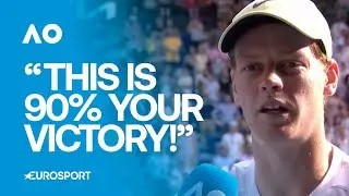 On-Court Interview: Unwell Jannik Sinner credits crowd for pulling him through against Holger Rune 😫